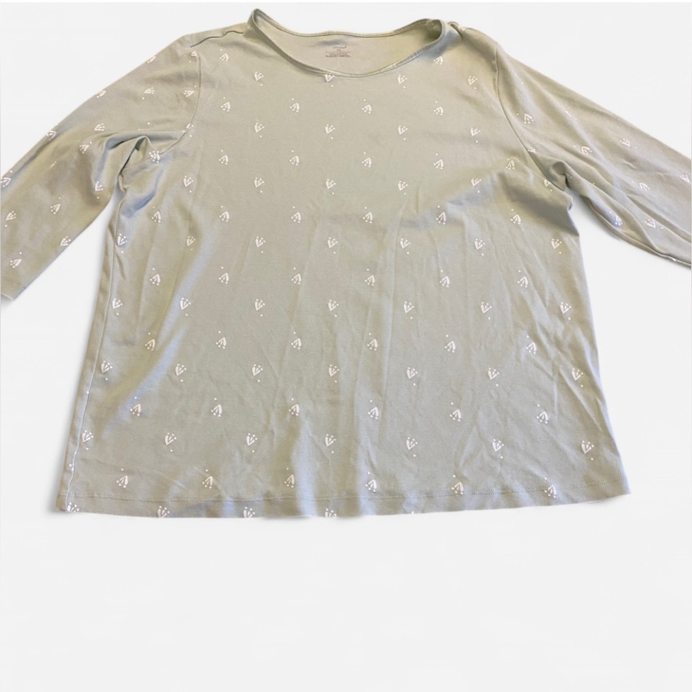 Cj banks sage green with hearts 3/4 sleeve shirt size 1x